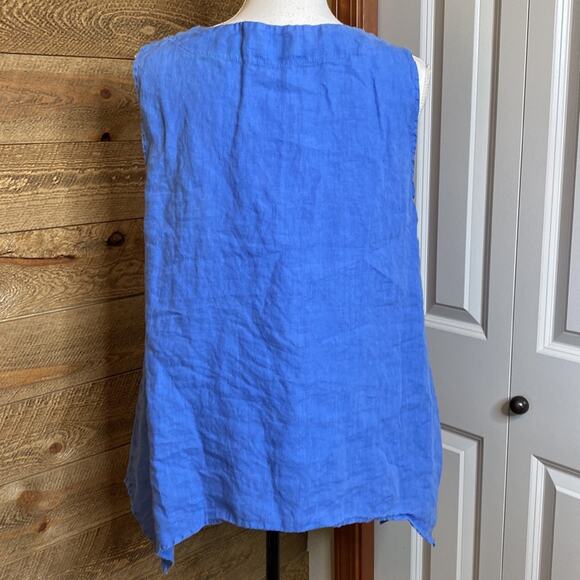 Haris Cotton The Collection front pocket linen sleeveless top Size Medium - Picture 4 of 5